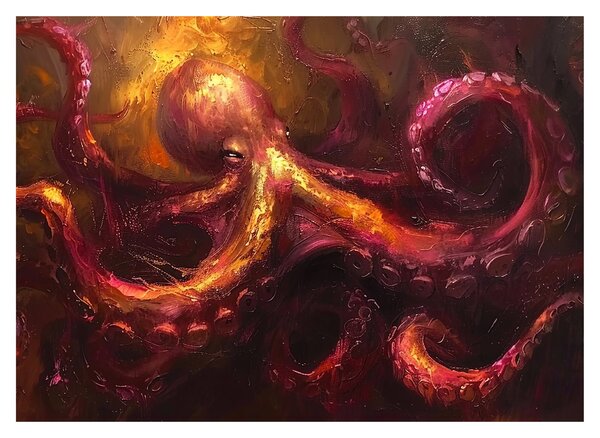 Tablou - Octopus, pictură în ulei (70x50 cm)