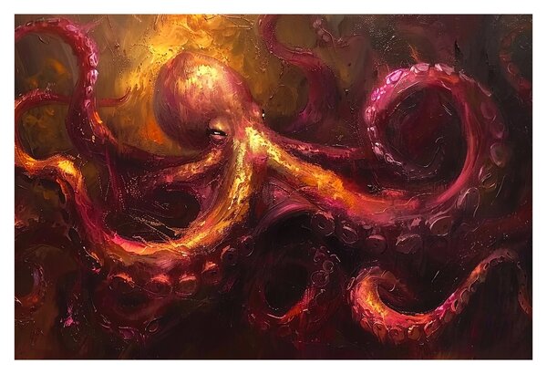 Tablou - Octopus, pictură în ulei (90x60 cm)