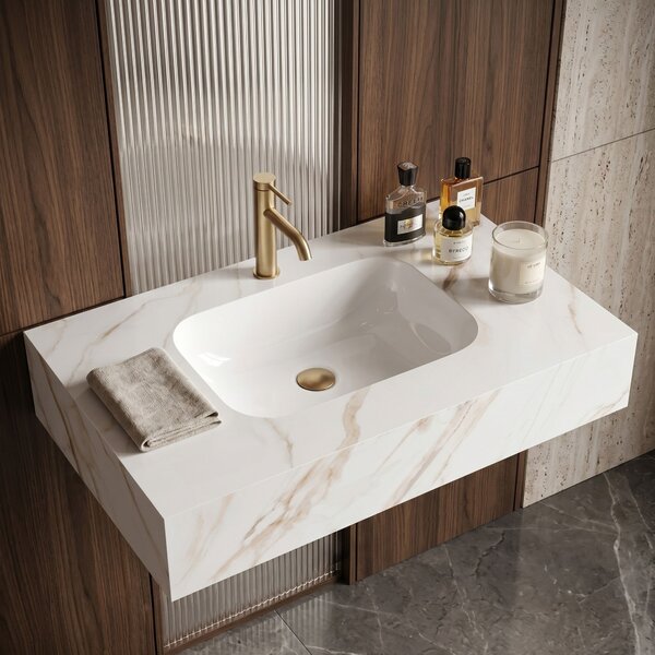 Lavoar suspendat REA Aresa Grey Gold 80