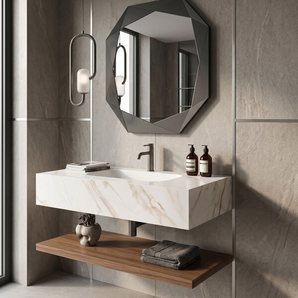 Lavoar suspendat REA Aresa Grey Gold 80