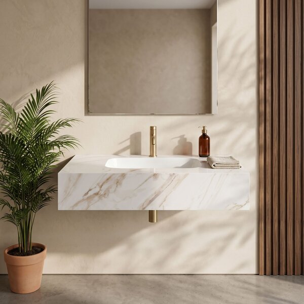 Lavoar suspendat REA Aresa Grey Gold 80