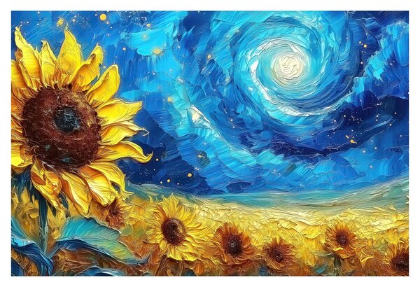 Tablou - Pictura floarea-soarelui (90x60 cm)