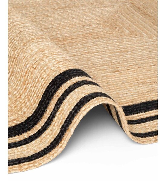Covor tip traversă negru/în culoare naturală reversibil/țesut manual din iută 70x200 cm Jutta – Hanse Home