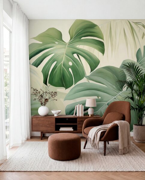 Tapet Monstera în verde, Fototapet Natură, w05909 : Uwalls.ro