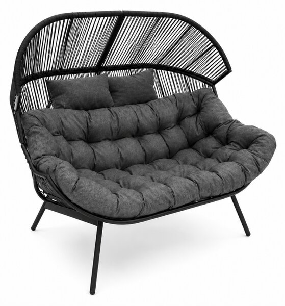 Canapea de gradina AURELO cu doua locuri 146 cm, neagra