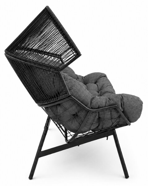 Canapea de gradina AURELO cu doua locuri 146 cm, neagra