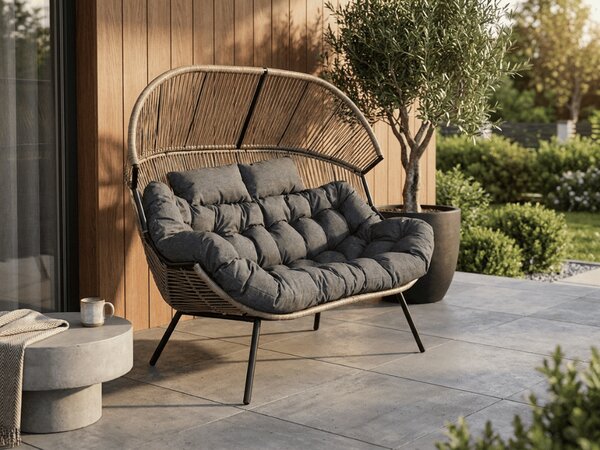 Canapea de gradina AURELO cu doua locuri 146 cm, maro