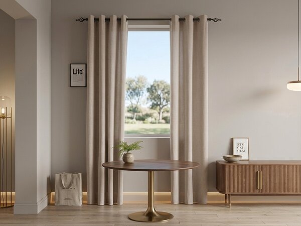 Perdea TAVIO 140x250 cm, bej deschis Agatat: Inele metalice