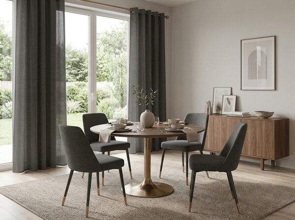 Perdea TAVIO 140x250 cm, gri-maro Agatat: Inele metalice