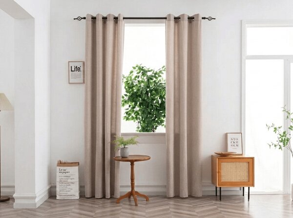 Perdea TAVIO 140x250 cm, bej deschis Agatat: Inele metalice