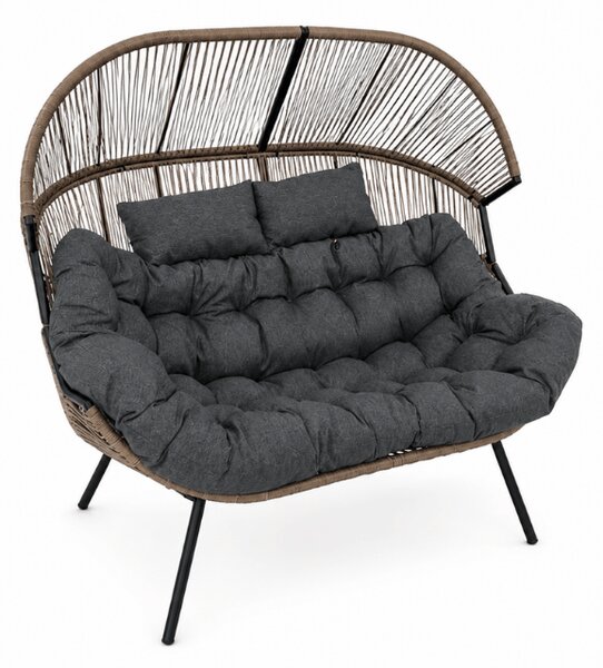 Canapea de gradina AURELO cu doua locuri 146 cm, maro