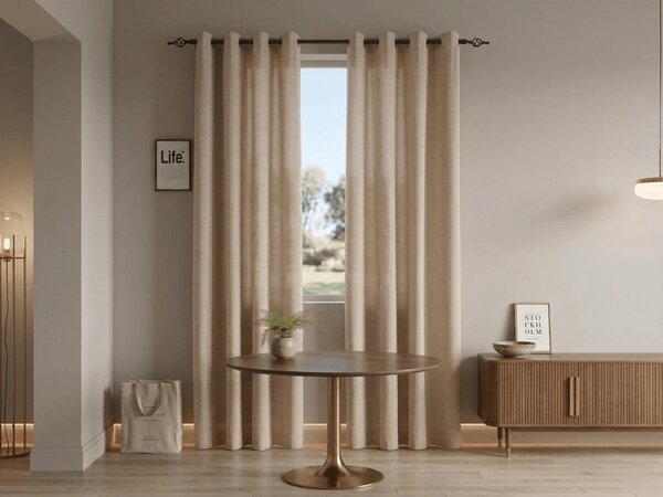 Perdea TAVIO 140x250 cm, bej deschis Agatat: Inele metalice