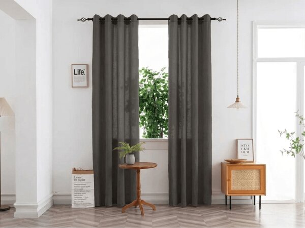 Perdea TAVIO 140x250 cm, gri-maro Agatat: Inele metalice