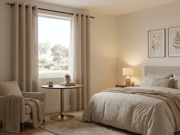 Perdea TAVIO 140x250 cm, bej deschis Agatat: Inele metalice