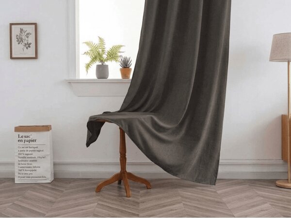 Perdea TAVIO 140x250 cm, gri-maro Agatat: Inele metalice