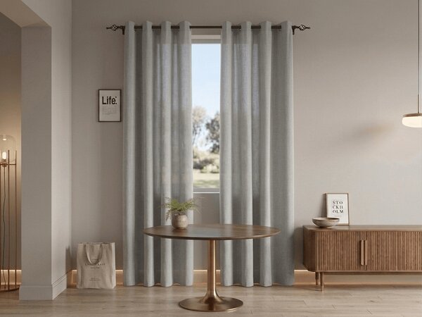 Perdea TAVIO 140x250 cm, gri deschis Agatat: Inele metalice
