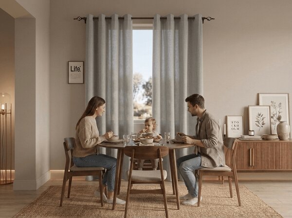 Perdea TAVIO 140x250 cm, gri deschis Agatat: Inele metalice