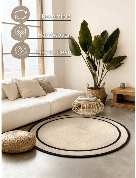 Covor în culoare naturală deschisă reversibil/țesut manual rotund din iută ø 150 cm Lina – Hanse Home