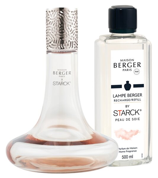 Set lampa catalitica Maison Berger Starck Rose cu parfum Peau de Soie