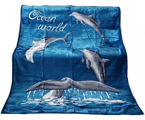 Pătură albastră calduroasă cu delfin Lăţime: 160 cm | Lungime: 210 cm