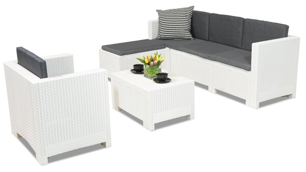 Set de mobilier pentru relaxare din technorattan Colorado Relax Corner 5 alb Bica