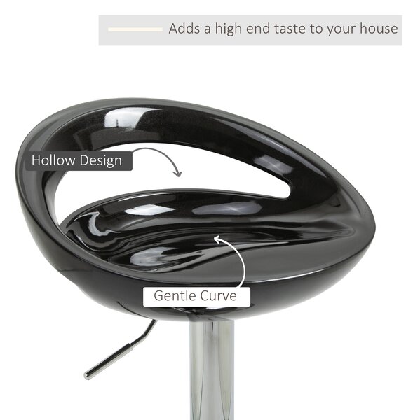Set 2 scaune de bar, Rotire 360 °, Structura din metal, plastic ABS, negru 46x41x76-96cm HOMCOM | Aosom Romania