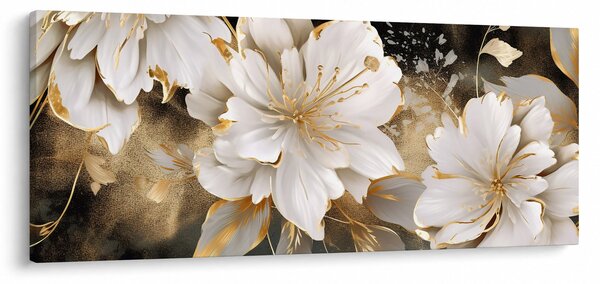 Tablou - Flori în aur (120x50 cm)