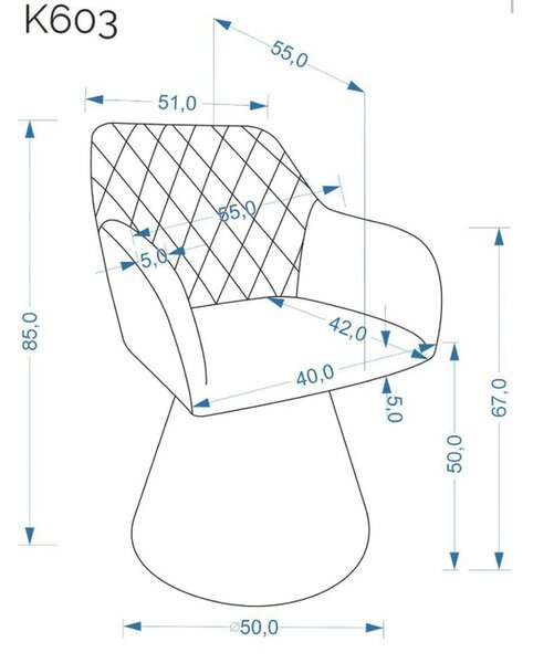 Scaun rotativ K603, stofa clasica gri, 55x55x85 cm