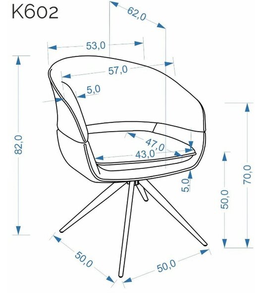 Scaun rotativ K602, maro/negru, stofa plusata/metal, 57x62x82 cm