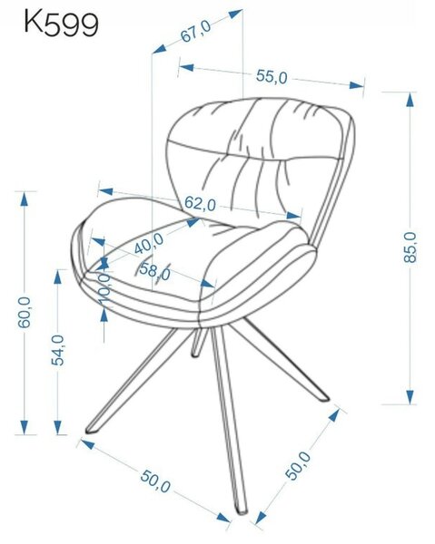 Scaun rotativ K599, gri/negru, stofa/piele ecologica/metal, 62x67x85 c