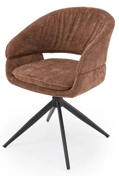 Scaun rotativ K602, maro/negru, stofa plusata/metal, 57x62x82 cm