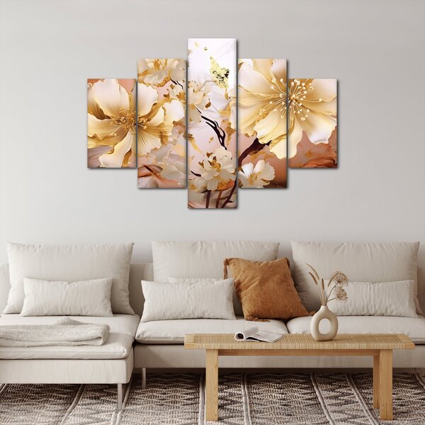Tablou - Flori de aur (150x105 cm)