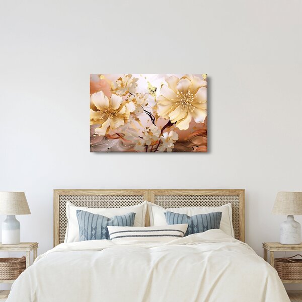 Tablou - Flori de aur (90x60 cm)