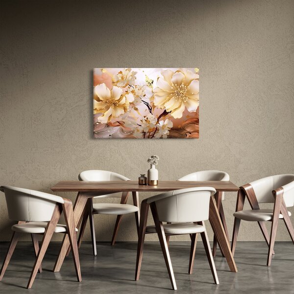 Tablou - Flori de aur (90x60 cm)