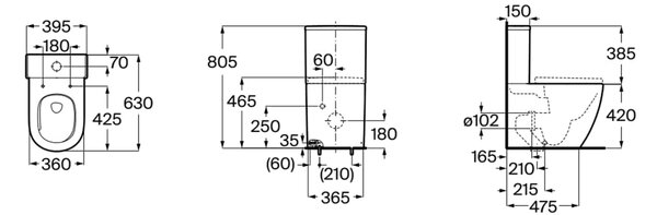 Roca Meridian vas wc compact cu spălare turbionară alb A342747S00