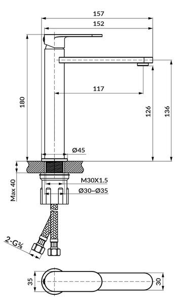 Cersanit Luna baterie lavoar stativ crom S1057-001