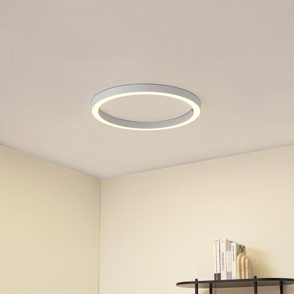 Lucande Plafonieră LED Neor, albă, Ø 60 cm, CCT, dimabil, reglabil, Alb, Hol, Metal, Modern