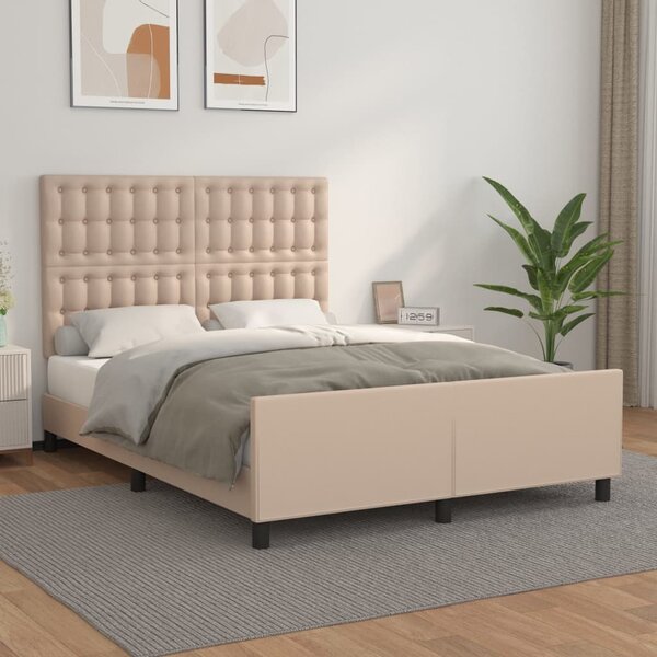 Cadru de pat cu tăblie, cappuccino, 140x190 cm, piele ecologică