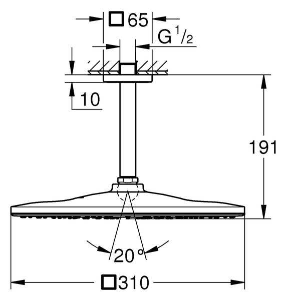 Grohe Rainshower cap de duș cu braț 31x31 cm pătrat Brushed Warm Sunset 26566DL0
