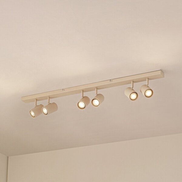 Lindby Spot de tavan Kardis, bej, 6 becuri, metal, GU10, reglabil, Bej, Hol, Aluminiu, Modern
