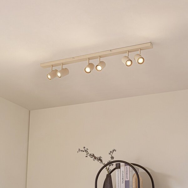 Lindby Spot de tavan Kardis, bej, 6 becuri, metal, GU10, reglabil, Bej, Hol, Aluminiu, Modern