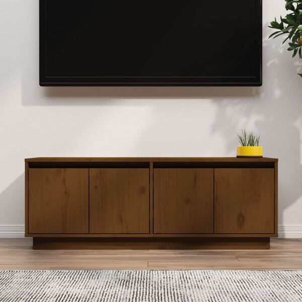 Comodă TV, maro miere, 110x34x40 cm, lemn masiv de pin
