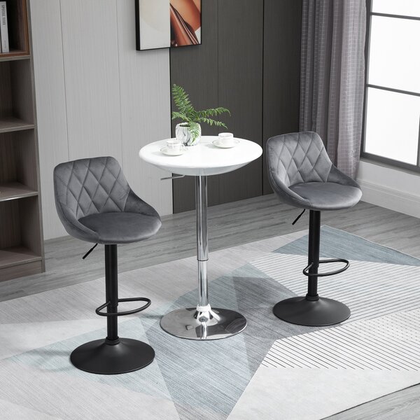 HOMCOM Scaun bar Reglabile in Inaltime cu Spatar, Greutate Suportata 120kg,51.5x48x83-104cm, gri | Aosom Romania