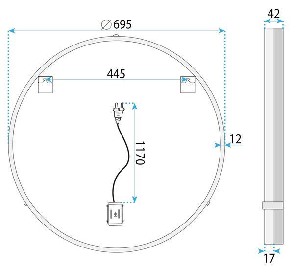 Oglindă LED 70cm BL805