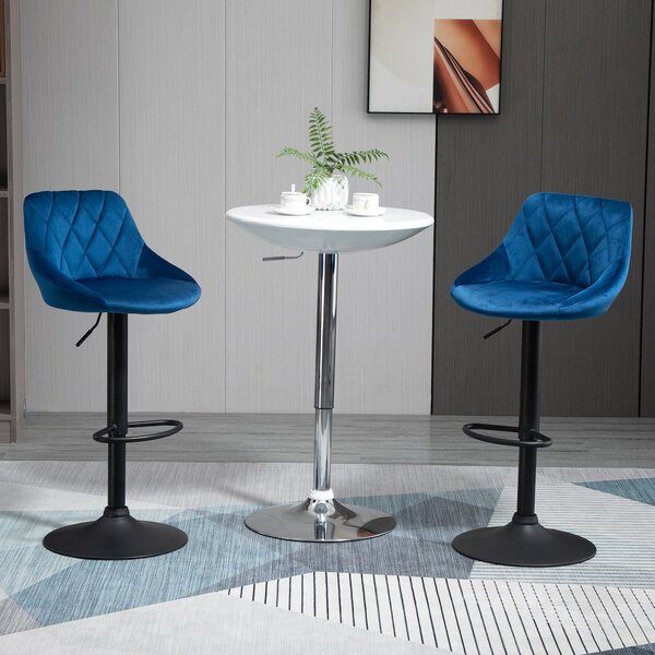 HOMCOM Set 2 Scaune de Bar Reglabile, Confortabile, Design Modern, 51.5x48x83-104 cm, Albastru | Aosom Romania