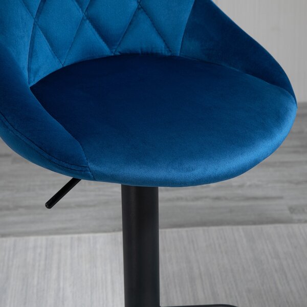 HOMCOM Set 2 Scaune de Bar Reglabile, Confortabile, Design Modern, 51.5x48x83-104 cm, Albastru | Aosom Romania