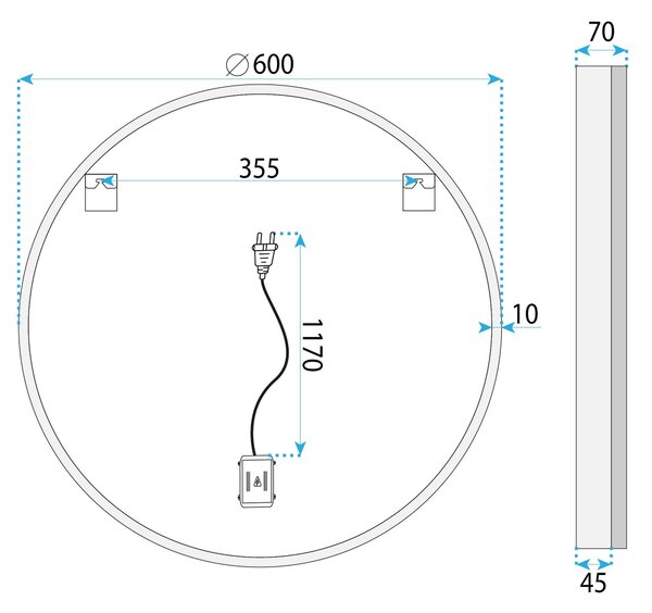 Oglindă LED 60cm BL807