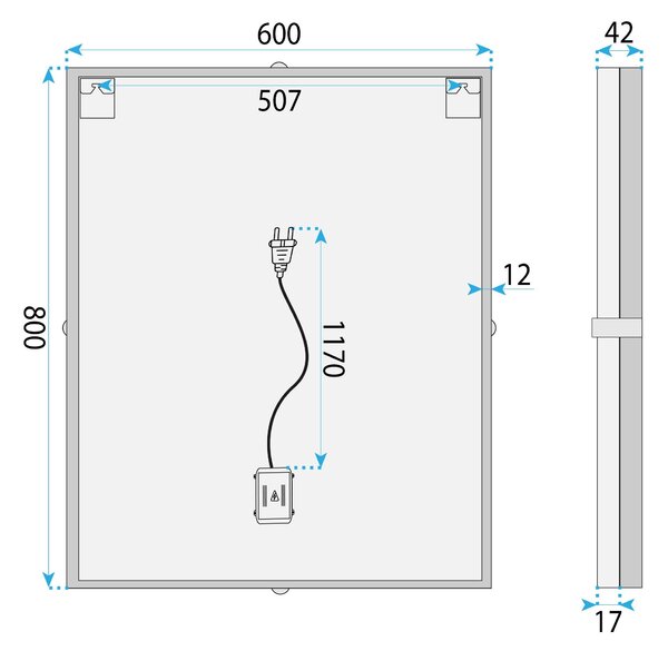 Oglindă LED 60cm BL808