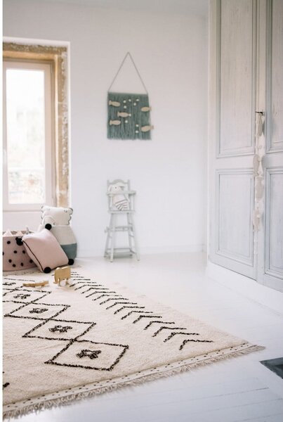 Covor crem lavabil/țesut manual din bumbac 140x210 cm Bereber Rhombs – Lorena Canals