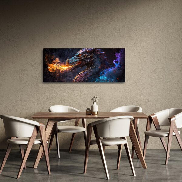 Tablou - Dragon scuipând flăcări (120x50 cm)